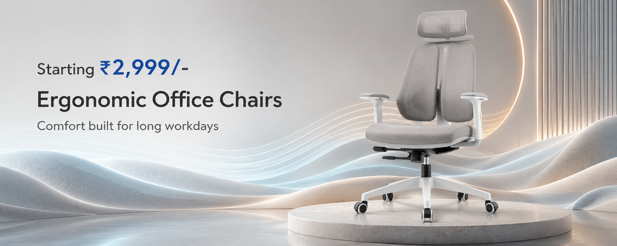 Office chair sale banner starting Rs 2,999 from Pavan Furniture