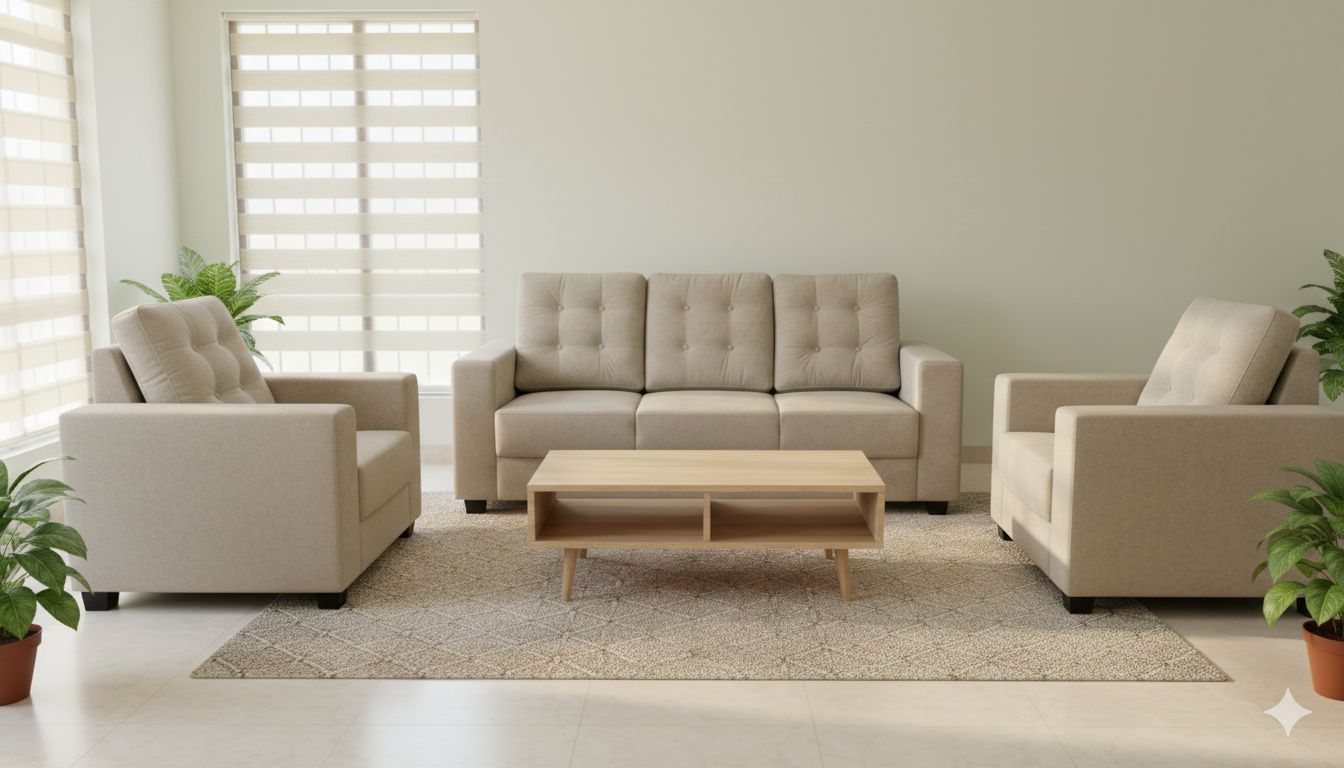 JAGUAR Velvet Fabric Sofa Set